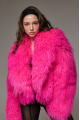 Women's natural llama fur coat in bright pink